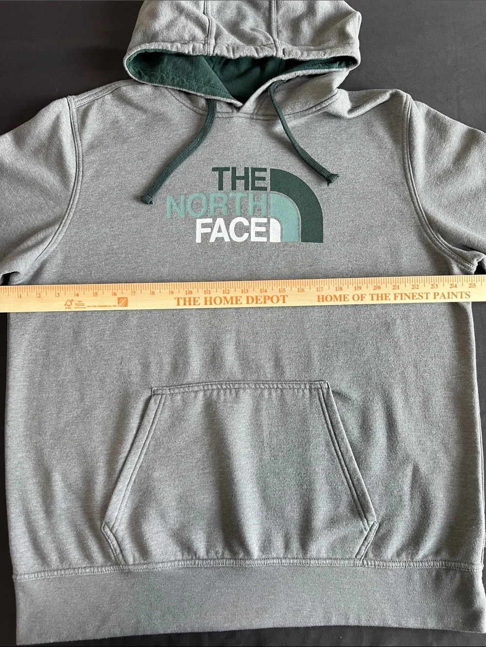 The North Face Gray Hoodie with Teal Logo